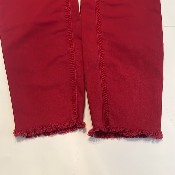 LOFT Red Frayed High Rise Skinny Crop Jeans Size 4 - Picture 14 of 14